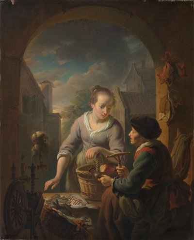 Fish Seller at Evening by Louis de Moni